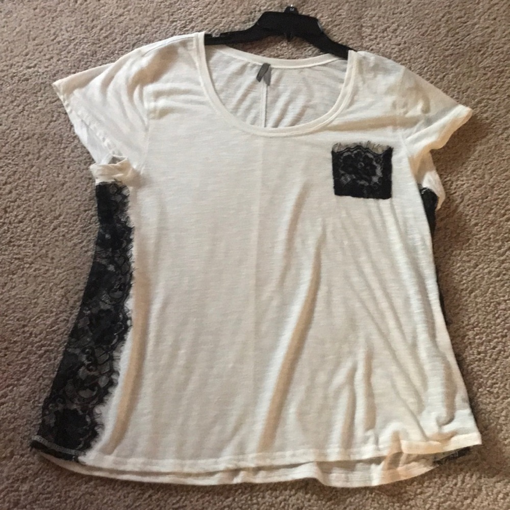 White and black pocket lace shirt